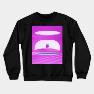 Vaporwave Fantasy Pool with Nature Glitch Art Crewneck Sweatshirt